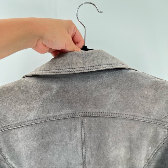 CASTRO Leather jacket genuine leather moto jacket green grey color - Picture 5 of 16